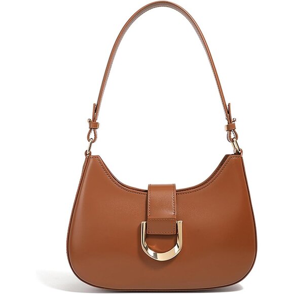 Handbags - Caramel Genuine Leather Crossbody Shoulder Bag for Women with Removable Straps
